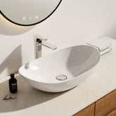 EMKE CB05 Vasque à poser en céramique, sans trop-plein, Blanc