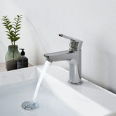 EMKE F02 Bassin Robinet de salle de bain, Mitigeur monocommande pour lavabo, Durable Robinet comptoir lavabo 13.7 X 14 cm, Chromé