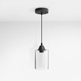 Suspension EMKE "L17B2BL" avec abat-jour en verre, sans ampoul)