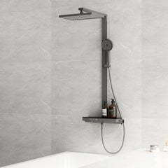 EMKE F11 Colonne de douche thermostatique avec plaque thermostatique de 40 cm, Anthracite/Blanc