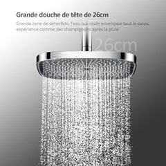 EMKE F12 Colonne de douche thermostatique, douche à effet pluie, Chrome