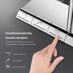 EMKE F12 Colonne de douche thermostatique, douche à effet pluie, Chrome