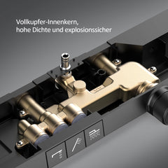 EMKE F13 Colonne de douche thermostatique 38°C avec tablette extra large, noir mat