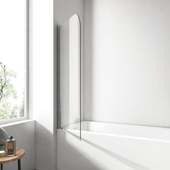 EMKE Pare-baignoire rabattable, 1 volet, profilé chrome, verre de sécurité de 6 mm