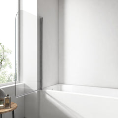 EMKE Pare-baignoire rabattable, 1 volet, profilé chrome, verre de sécurité de 6 mm