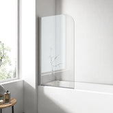 EMKE Pare-baignoire rabattable, 1 volet, profilé chrome, verre de sécurité de 6 mm
