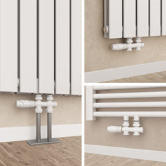 EMKE Robinet de Radiateur, Robinet Thermostatique pour Radiateur, Anthracite/Blanc/Chrome