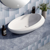 EMKE CB07 vasque à poser blanc, ovale, design asymétrique