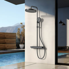 Système de douche EMKE F22 avec thermostat et douche de tête 320 mm, noir mat/chrome