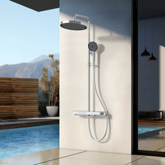 Système de douche EMKE F22 avec thermostat et douche de tête 320 mm, noir mat/chrome
