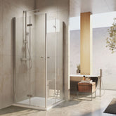 Cabine de douche EMKE avec double portes pliantes, hauteur : 185 cm/195 cm