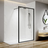 Paroi de douche cadre plein noir, hauteur : 200 cm