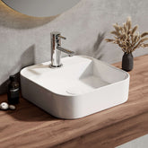 EMKE CB02 Vasque à Poser en céramique, Lavabo rectangulaire en céramique Arc, blanc brillant