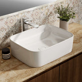 EMKE CB09 Vasque à Poser Salle de Bain en céramique, Lavabo rectangulaire en céramique, blanc brillant