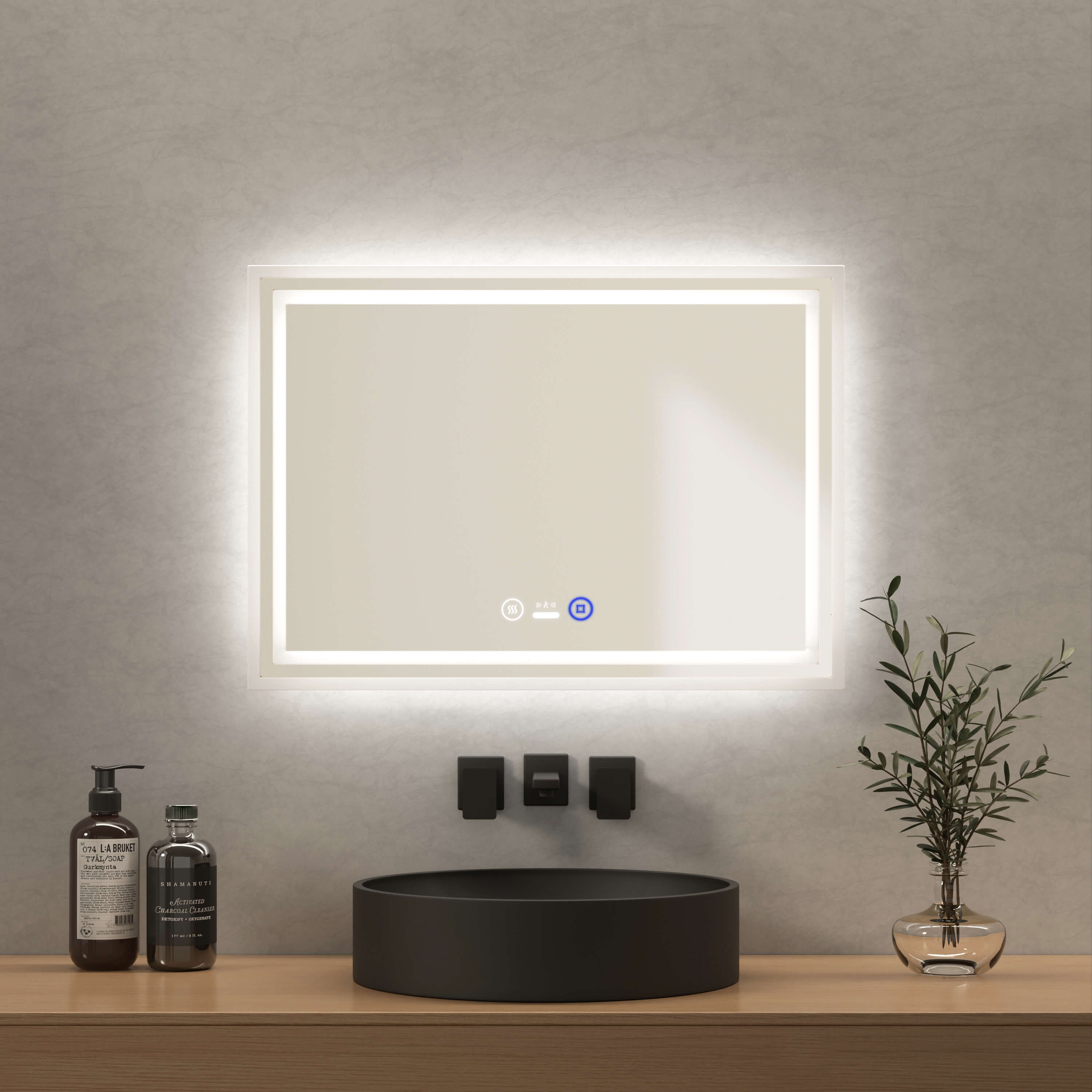 EMKE Miroir Salle de Bain LED Rond 60 cm, avec Interrupteur