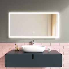 EMKE Miroir de salle de bain lumineux avec interrupteur à bouton/interrupteur tactile, antibuée, 3000/4000/6500K