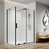 Cabine de douche EMKE avec élément coulissant (hauteur : 195 cm, avec revêtement nano facile d'entretien, cadre noir ou cadre chromé)