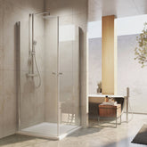 Cabine de douche à double porte pour installation en angle, hauteur 185 cm/195 cm