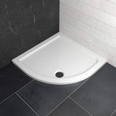 Receveur de douche EMKE (design quart de cercle, en pierre artificielle avec revêtement antidérapant, couleur : blanc)