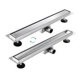 Caniveau de douche EMKE FD2 en acier inoxydable brossé, rangée latérale, kit complet (le couvercle peut être carrelé)