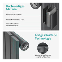 EMKE petit radiateur horizontal, raccordement central monocouche, anthracite/blanc