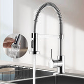 EMKE Robinet de cuisine "F18" avec 2 types de jets, orientable, bec à ressort métallique flexible chromé