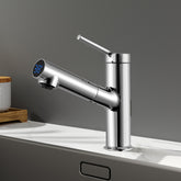 EMKE Robinet de cuisine monocommande "F20" avec bec extractible, affichage de la température, chromé