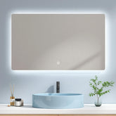Miroir de salle de bain EMKE LM09 rectangulaire avec éclairage intégré, disponible avec diverses fonctions