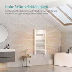 Radiateur de salle de bain EMKE PTR avec résistance chauffante pour fonctionnement purement électrique, 960x540 mm, 500 watts