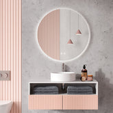 EMKE OLM03 Miroir de salle de bain rond LED avec rétro-éclairage sans cadre Interrupteur tactile, Lumière Blanche Froide/Chaude/Neutre, Diamètre 80cm, 70cm, 60cm, 50cm