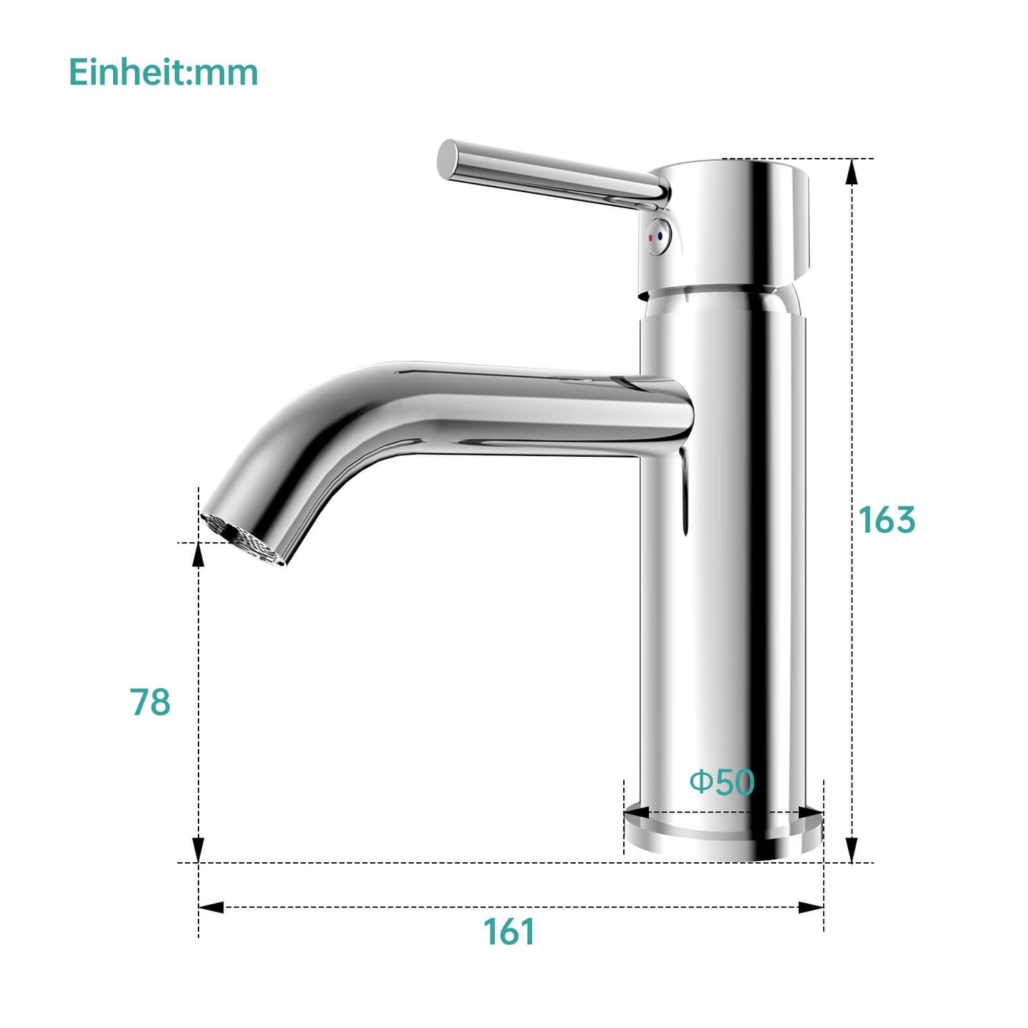 EMKE "F14" mitigeur de lavabo, chromé, sans garniture de vidage