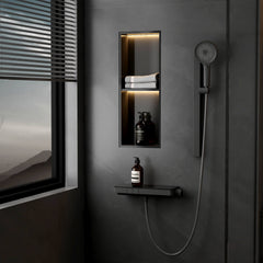 Système de douche thermostatique design split EMKE F22, anthracite mat