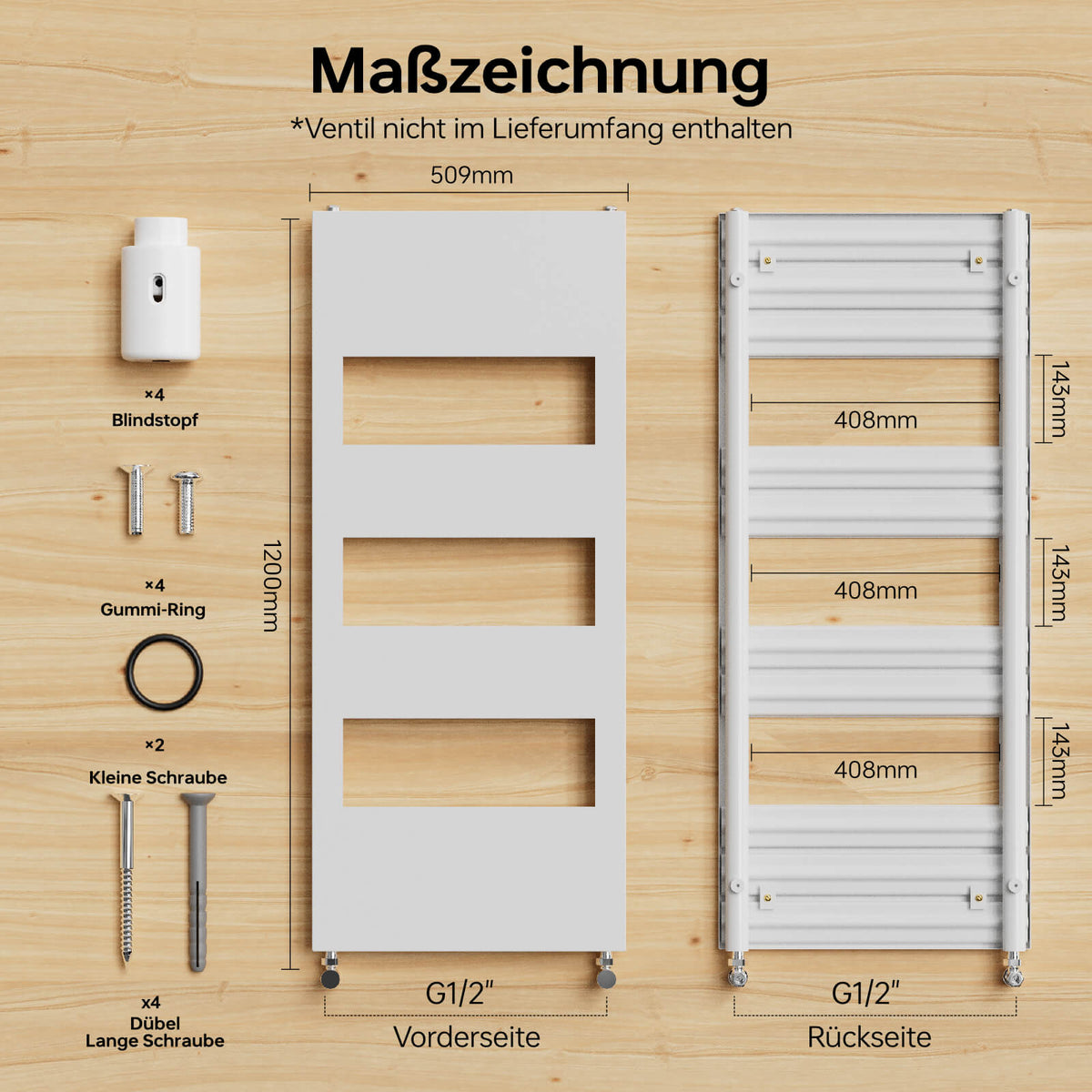 Radiateur de salle de bain design EMKE pour eau chaude ou fonctionnement mixte, blanc
