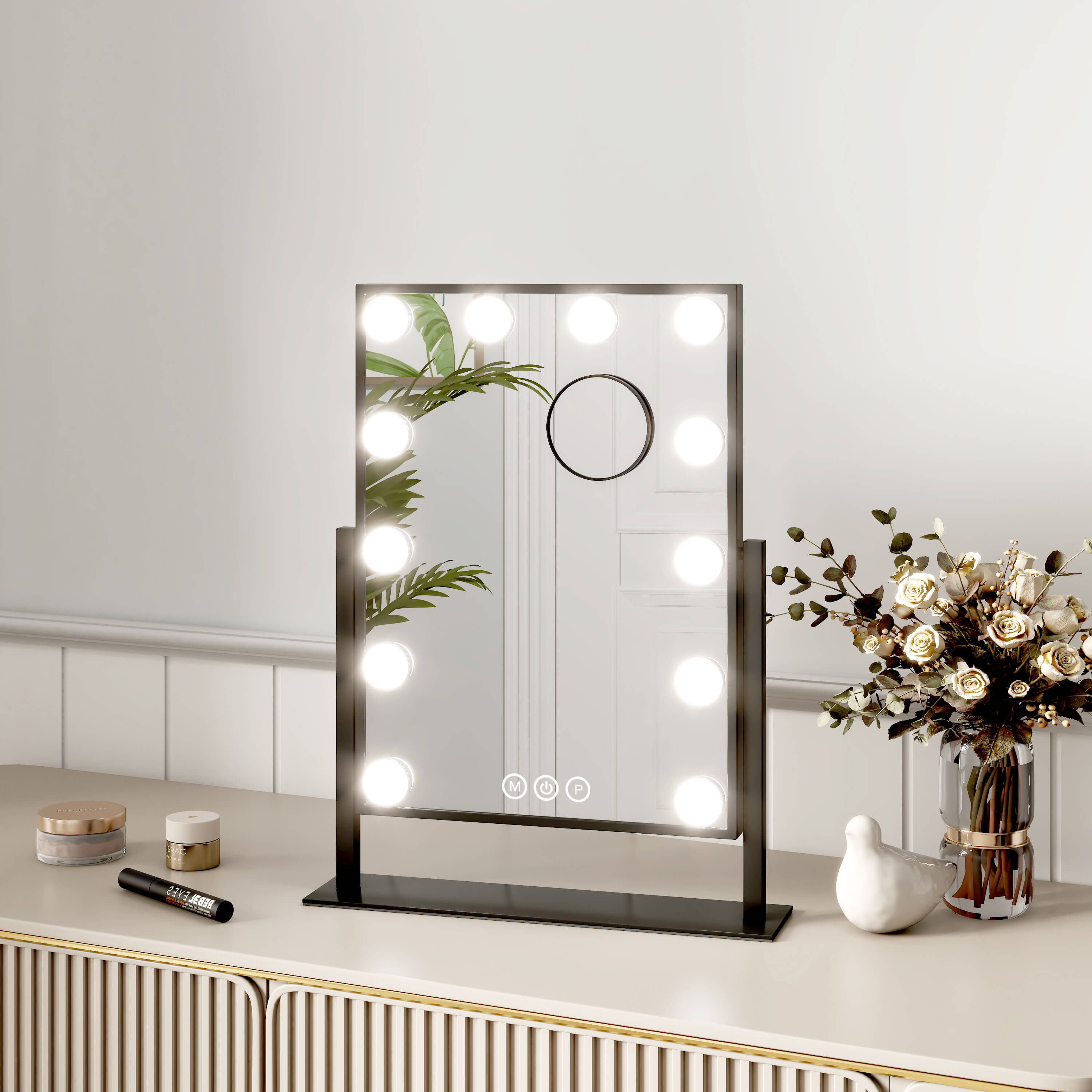 CM12 Hollywood miroir cosmétique avec éclairage, grossissement 7x