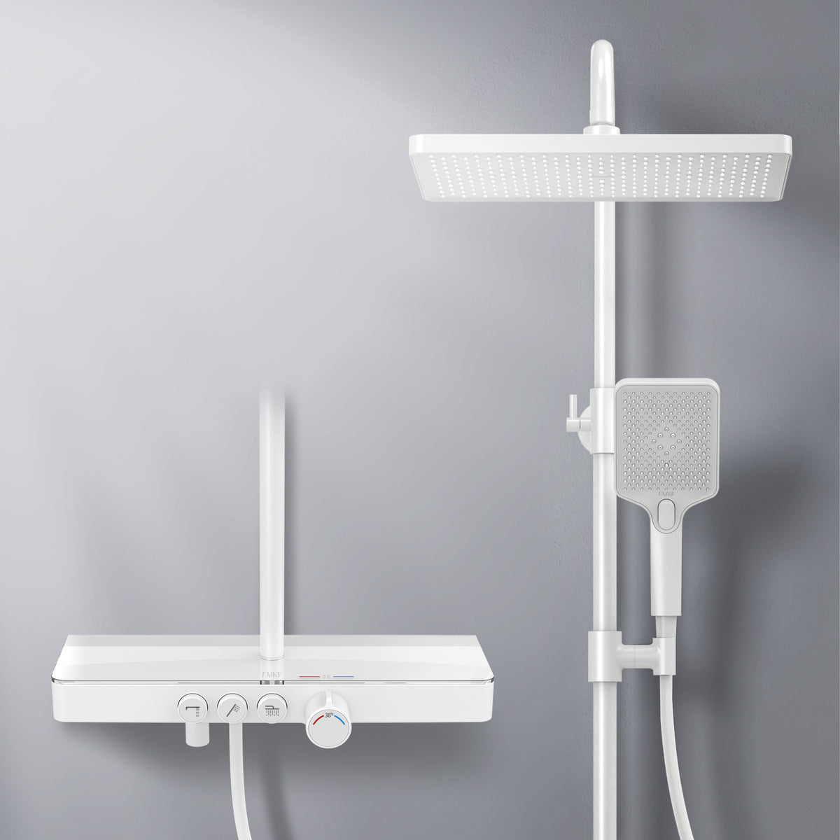 EMKE F10 Colonne de douche Thermostat, 3 types de jets, Chrome/Anthracite/Blanc