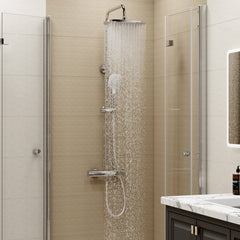EMKE système de douche set de douche "F06" avec douchette à main thermostatique de douche de tête chromé