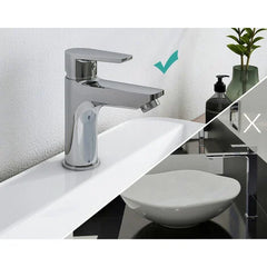 EMKE F02 Bassin Robinet de salle de bain, Mitigeur monocommande pour lavabo, Durable Robinet comptoir lavabo 13.7 X 14 cm, Chromé