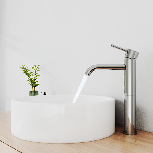 EMKE "F14" mitigeur de lavabo avec corps de robinetterie chromé surélevé, sans garniture de vidage
