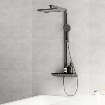 EMKE F11 Colonne de douche thermostatique avec plaque thermostatique de 40 cm, Anthracite/Blanc