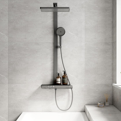 EMKE F11 Colonne de douche thermostatique avec plaque thermostatique de 40 cm, Anthracite/Blanc