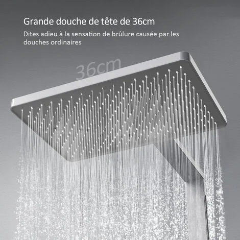 EMKE F11 Colonne de douche thermostatique avec plaque thermostatique de 40 cm, Anthracite/Blanc