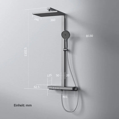 EMKE F11 Colonne de douche thermostatique avec plaque thermostatique de 40 cm, Anthracite/Blanc