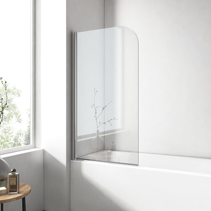 EMKE Pare-baignoire rabattable, 1 volet, profilé chrome, verre de sécurité de 6 mm