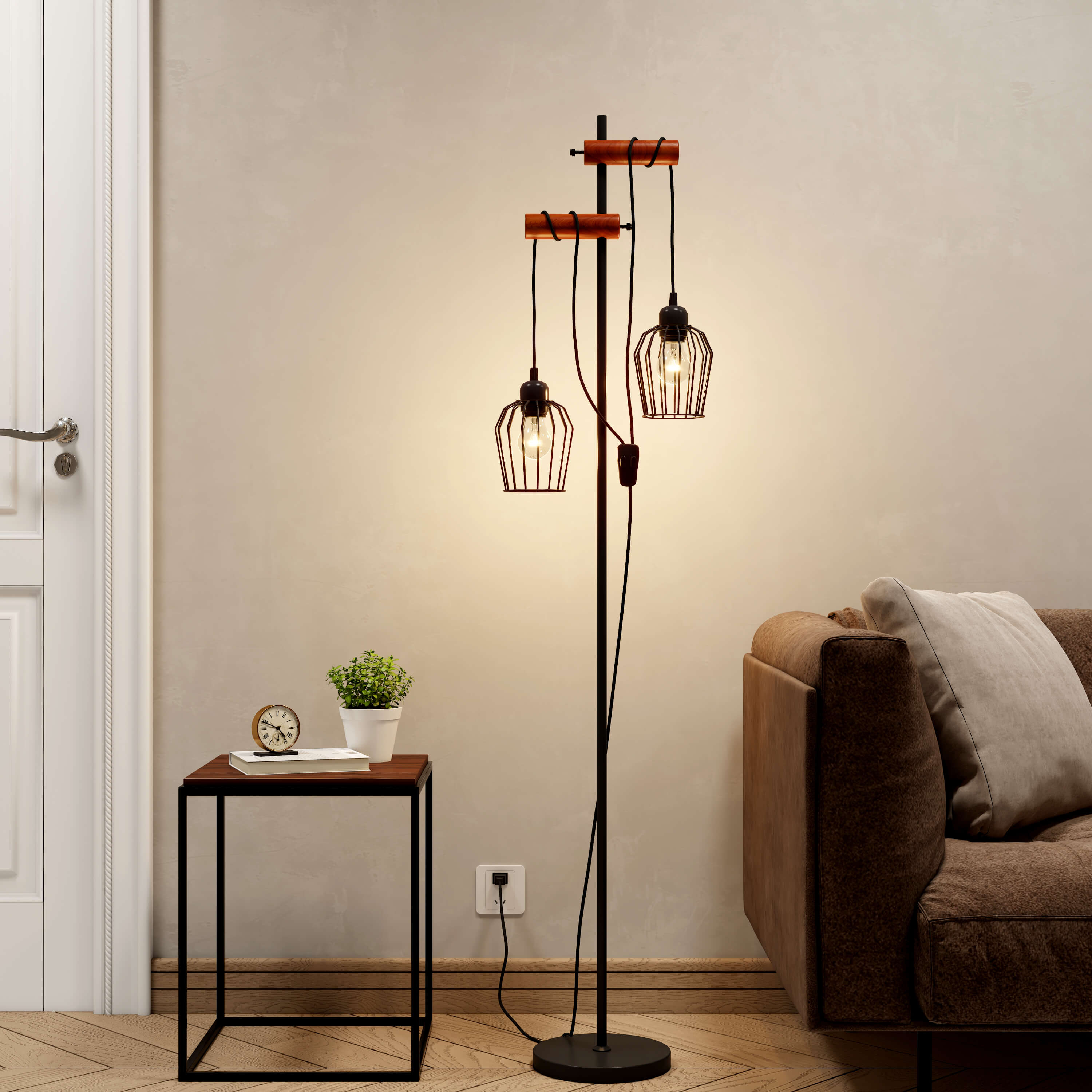 S302# 10 Lampadaires courbe double HO à LED éclairage blanc - modélisme