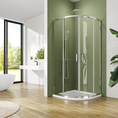 Cabine de douche, chromée, design quart de cercle, avec portes coulissantes, hauteur : 185 cm/195 cm