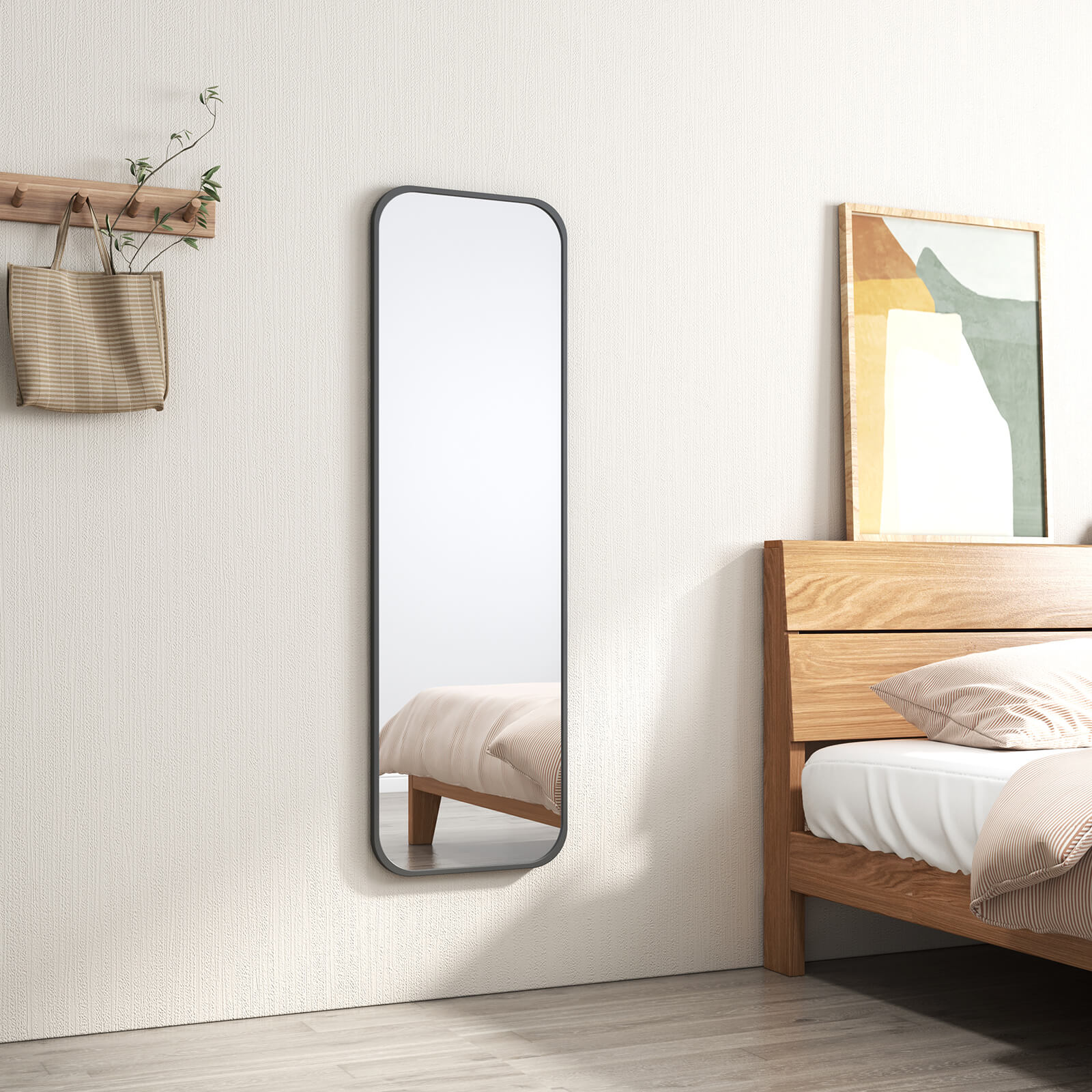 Miroir Mural Ovale Noir 60x80 Cm EMKE - Cadre Noir Horizontal Vertical HD Salle De Bain Salon