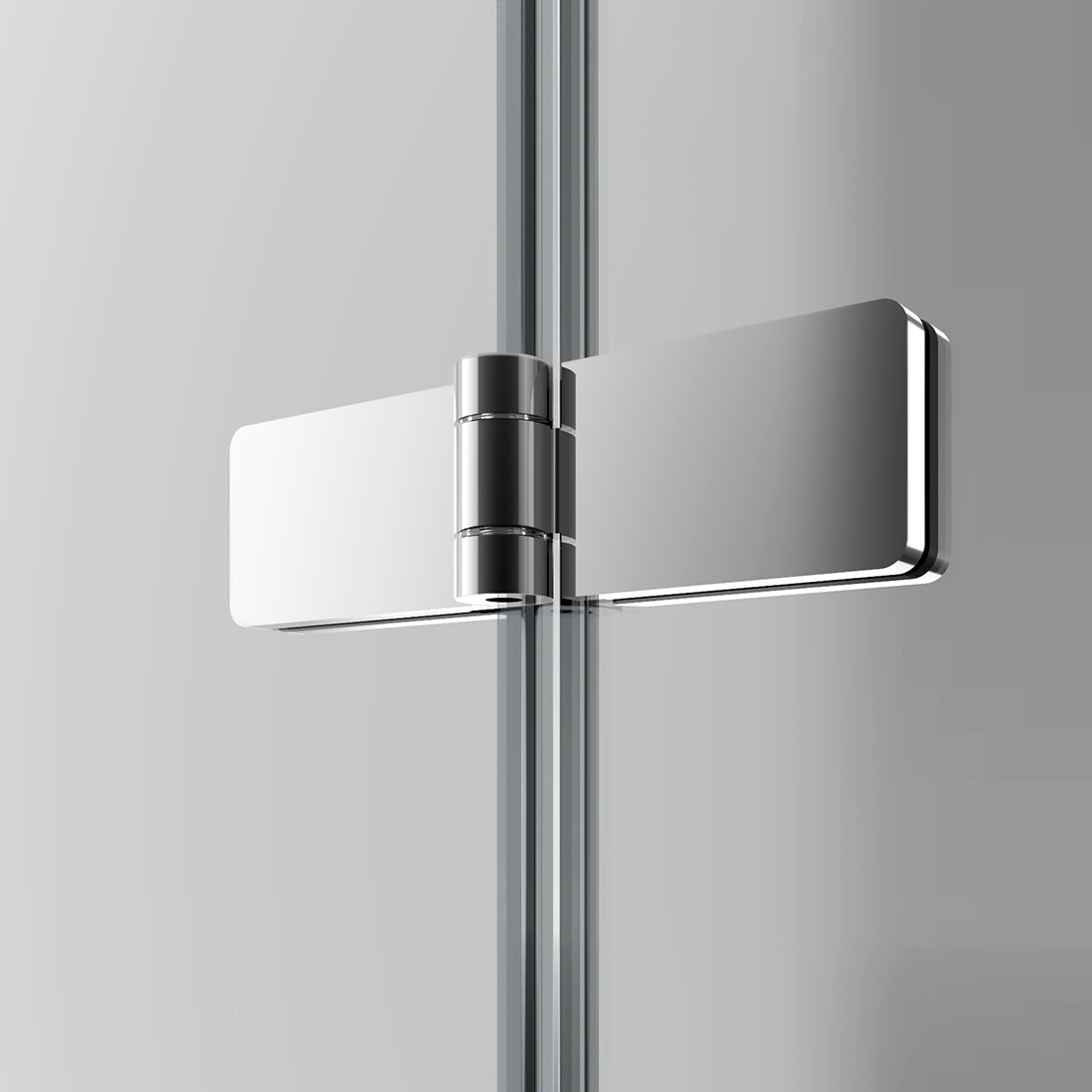 Cabine de douche d'angle sans cadre EMKE avec portes battantes et barres de support, hauteur 185 cm/195 cm