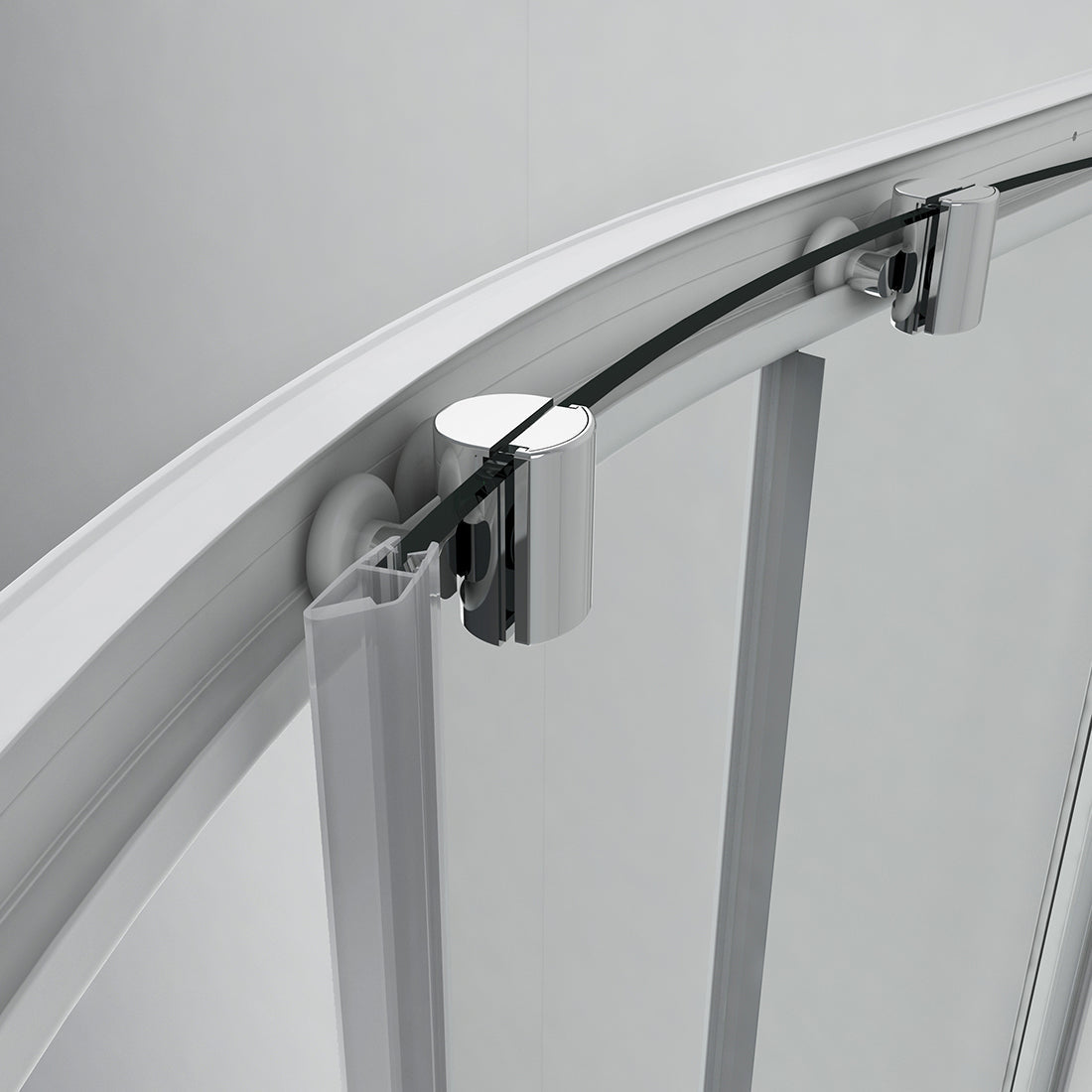 Cabine de douche quart de cercle à porte coulissante, blanc/noir, hauteur 185 cm
