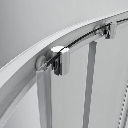 Cabine de douche quart de cercle à porte coulissante, blanc/noir, hauteur 185 cm