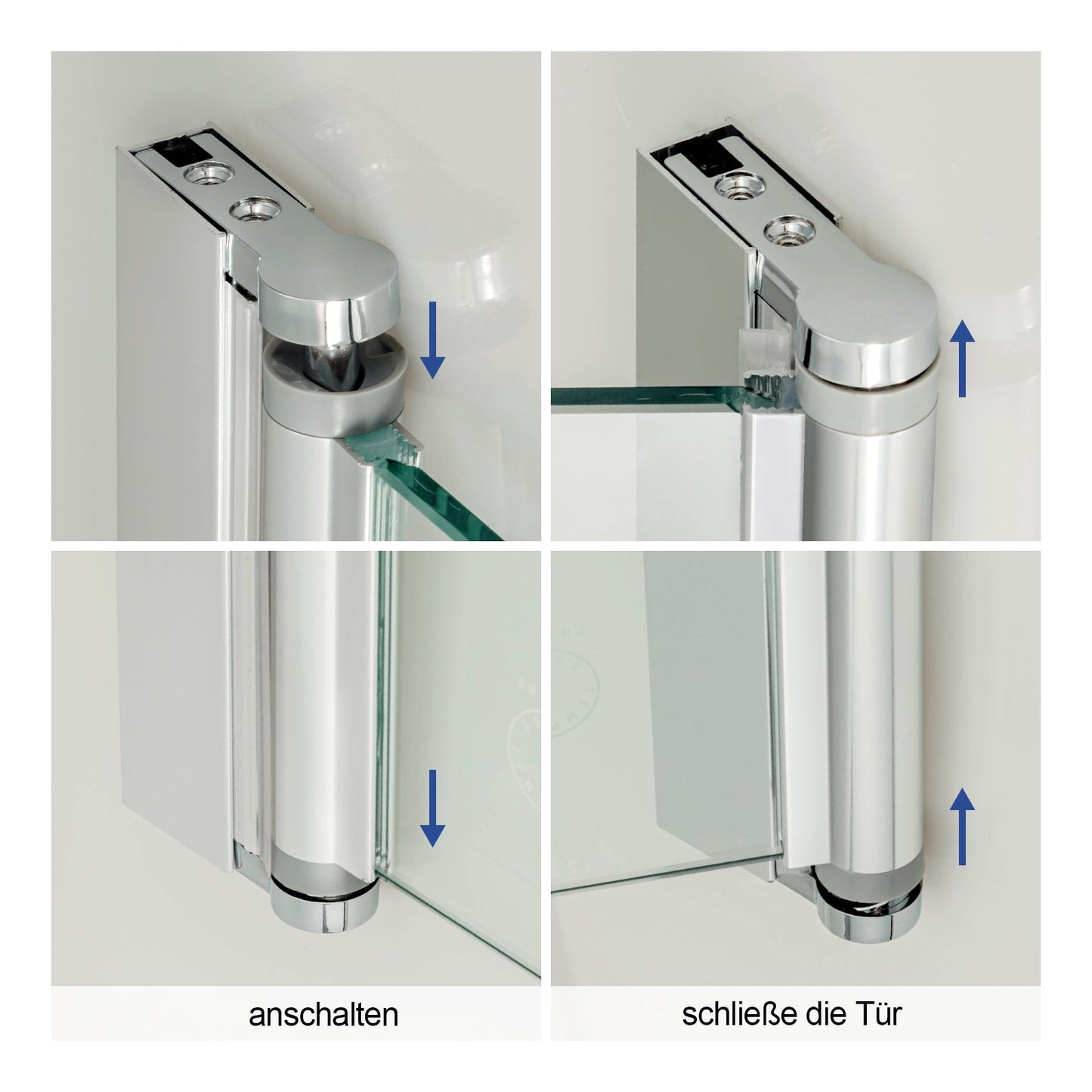 Cabine de douche EMKE avec double portes pliantes, hauteur : 185 cm/195 cm